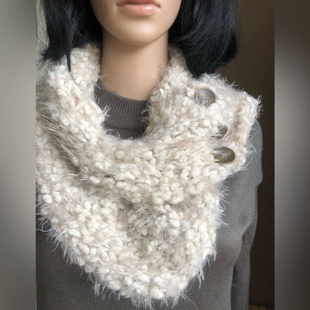 Soft loose knit oatmeal infinity scarf